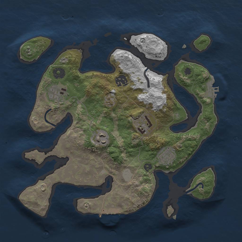 Rust Map: Procedural Map, Size: 3000, Seed: 2100965992, 12 Monuments
