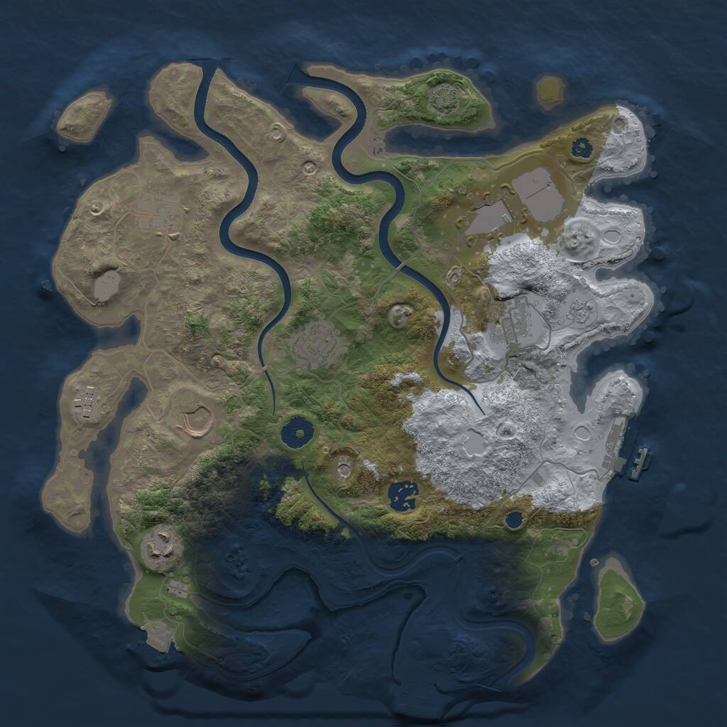 Rust Map: Procedural Map, Size: 3500, Seed: 9055881, 14 Monuments