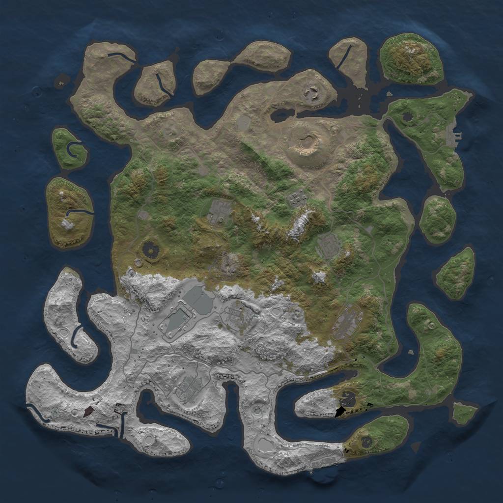 Rust Map: Procedural Map, Size: 4500, Seed: 1698348759, 18 Monuments