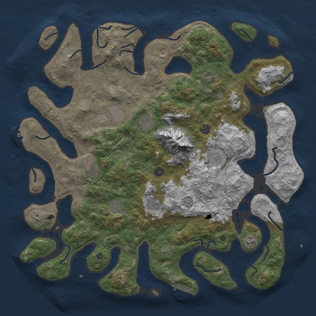 Rust Map: Procedural Map, Size: 5000, Seed: 74231421, 19 Monuments