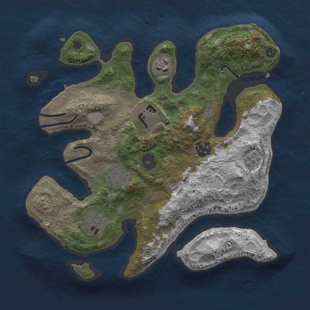 Rust Map: Procedural Map, Size: 3000, Seed: 53676, 13 Monuments