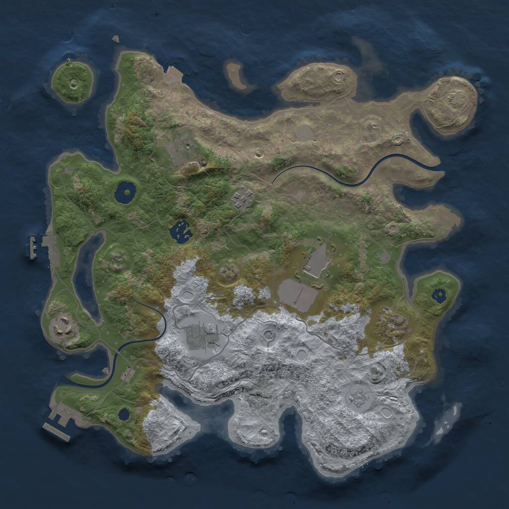 Rust Map: Procedural Map, Size: 3500, Seed: 280791898, 13 Monuments