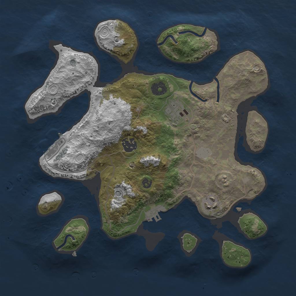 Rust Map: Procedural Map, Size: 3000, Seed: 1038689617, 11 Monuments