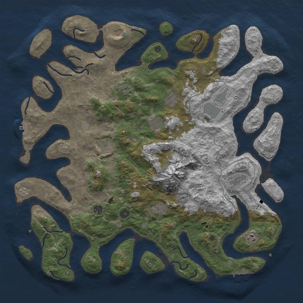 Rust Map: Procedural Map, Size: 5000, Seed: 59520, 19 Monuments