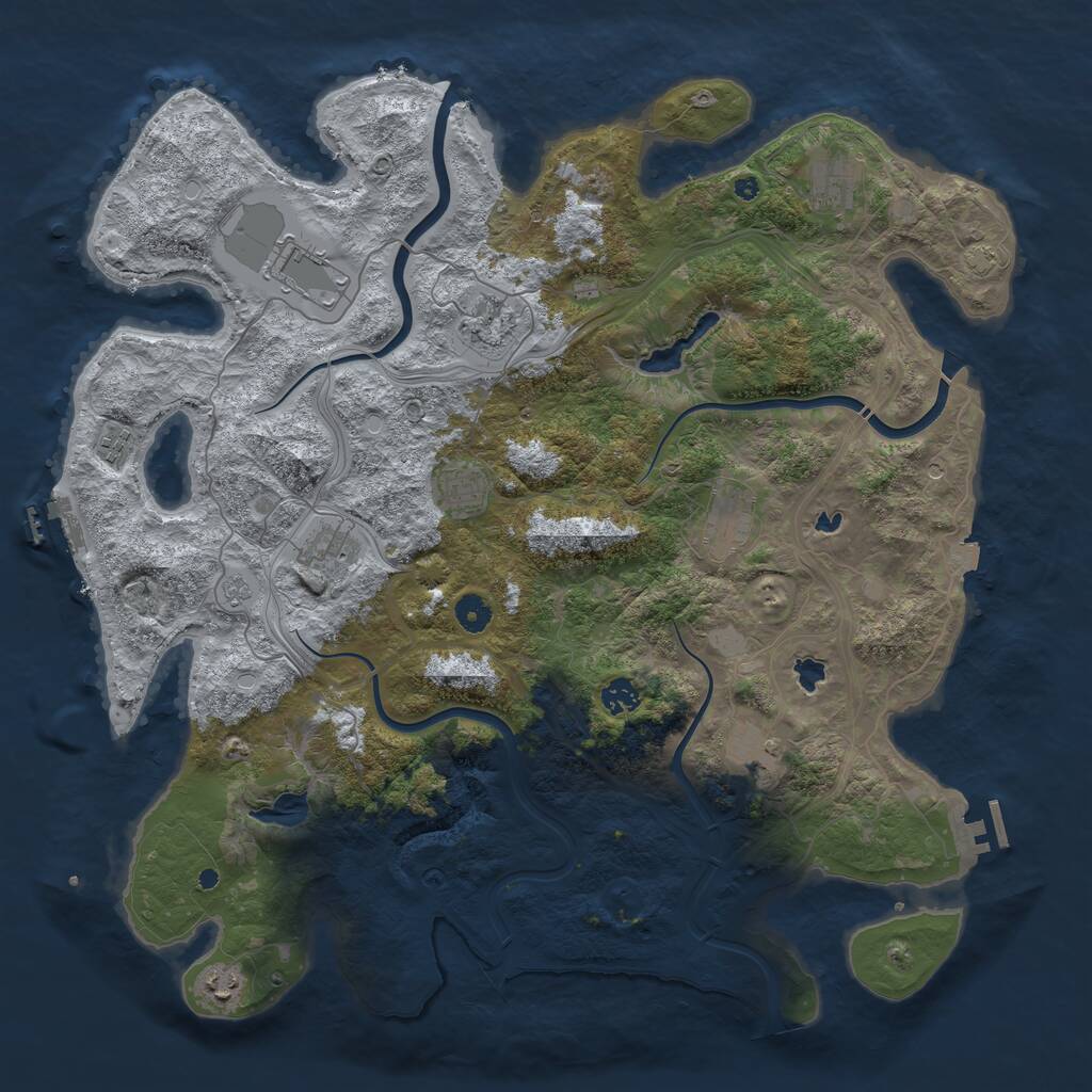 Rust Map: Procedural Map, Size: 4500, Seed: 1371178260, 16 Monuments