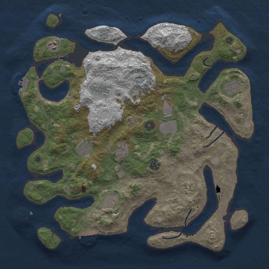 Rust Map: Procedural Map, Size: 4000, Seed: 1749430811, 18 Monuments