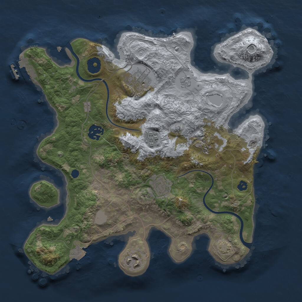 Rust Map: Procedural Map, Size: 3000, Seed: 1016961995, 10 Monuments
