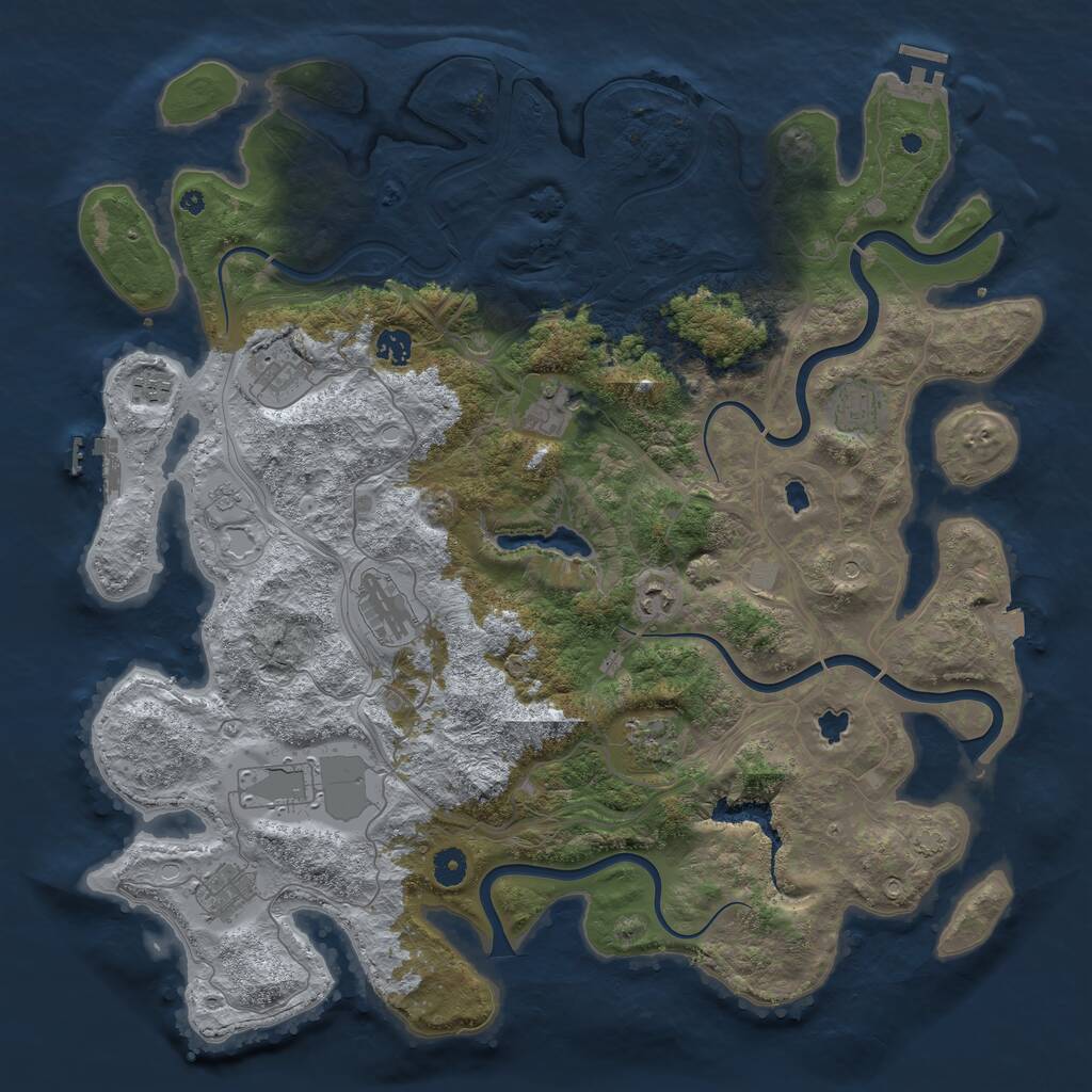 Rust Map: Procedural Map, Size: 4500, Seed: 1153697804, 16 Monuments