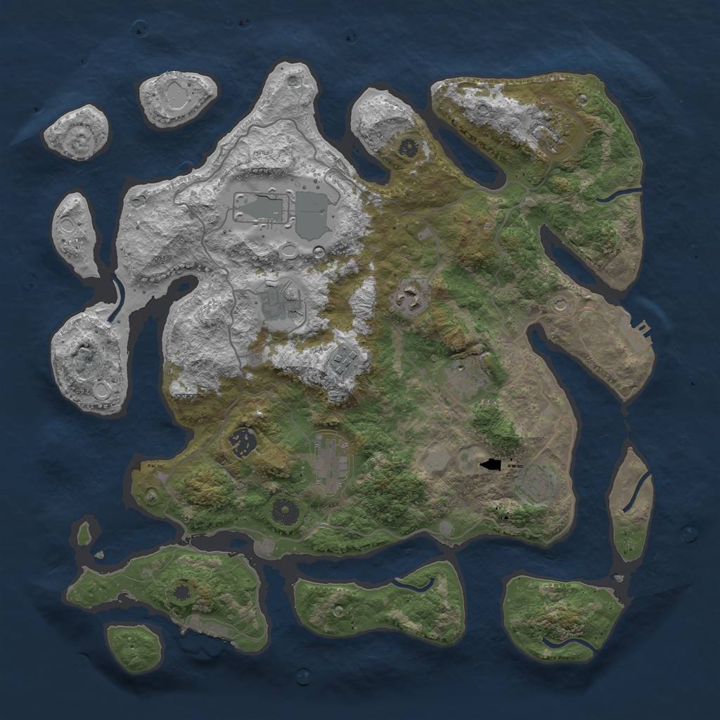 Rust Map: Procedural Map, Size: 4000, Seed: 77176588, 17 Monuments