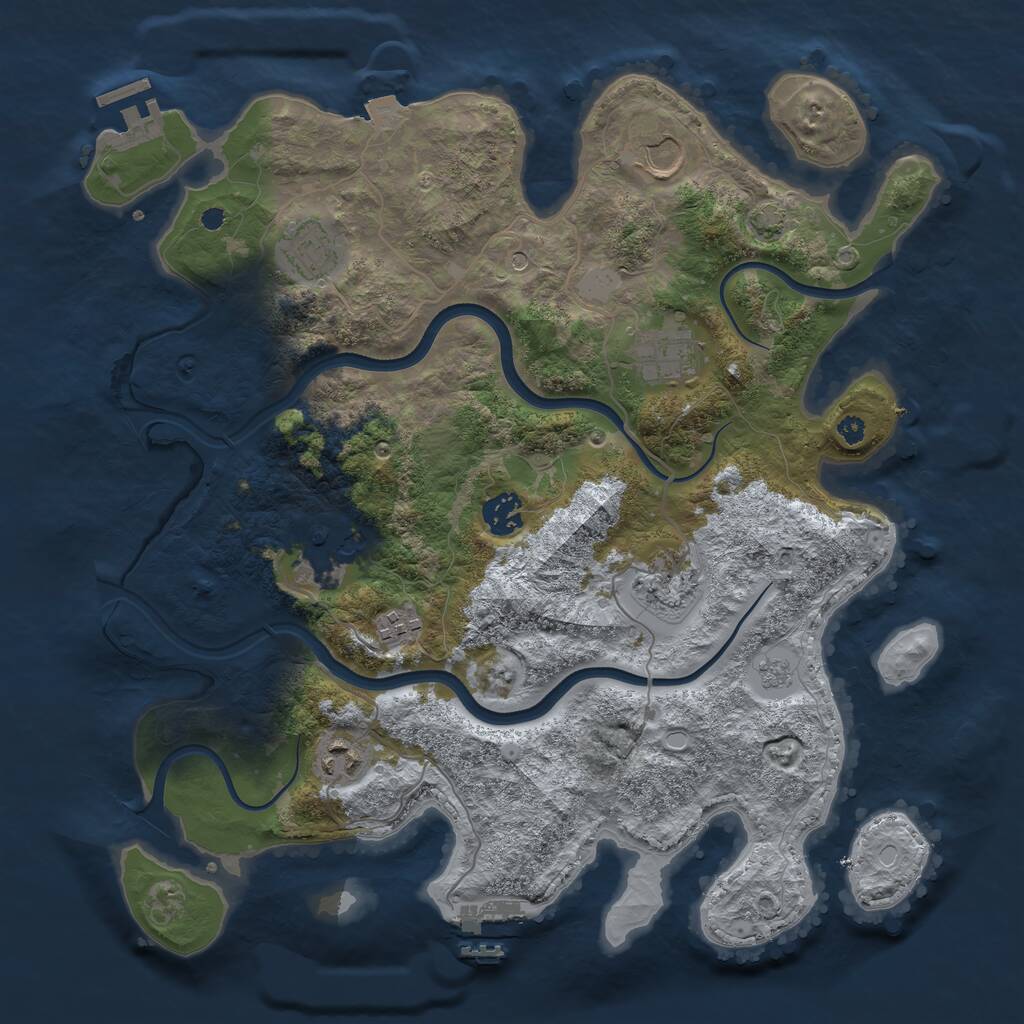 Rust Map: Procedural Map, Size: 3700, Seed: 9, 14 Monuments