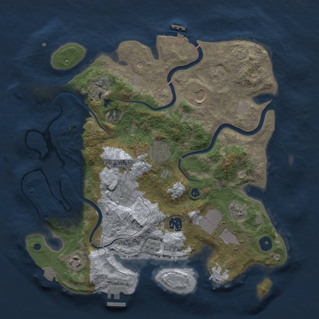 Rust Map: Procedural Map, Size: 3500, Seed: 696969420, 12 Monuments