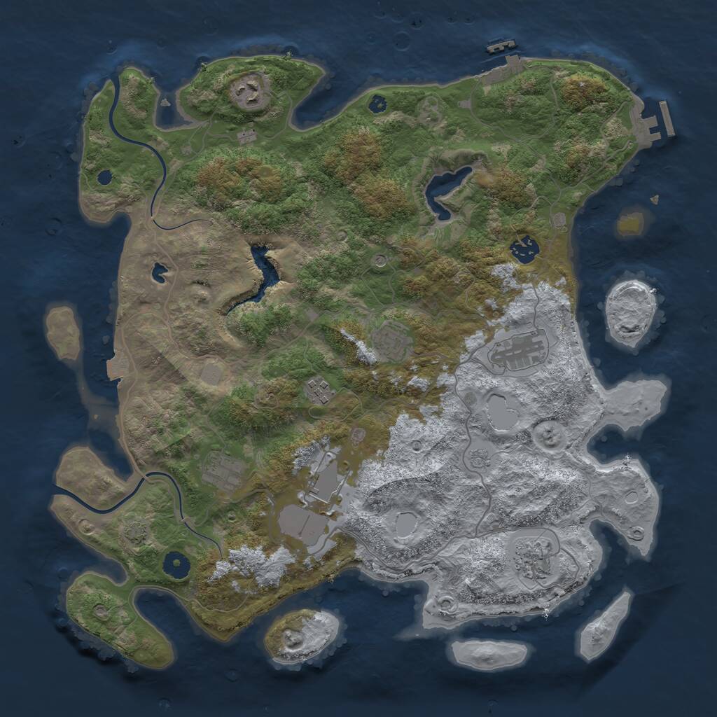 Rust Map: Procedural Map, Size: 4000, Seed: 1818181818, 14 Monuments