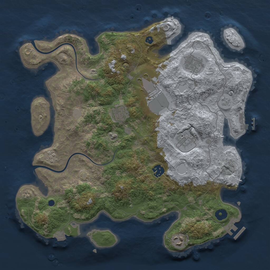 Rust Map: Procedural Map, Size: 3500, Seed: 518681251, 12 Monuments