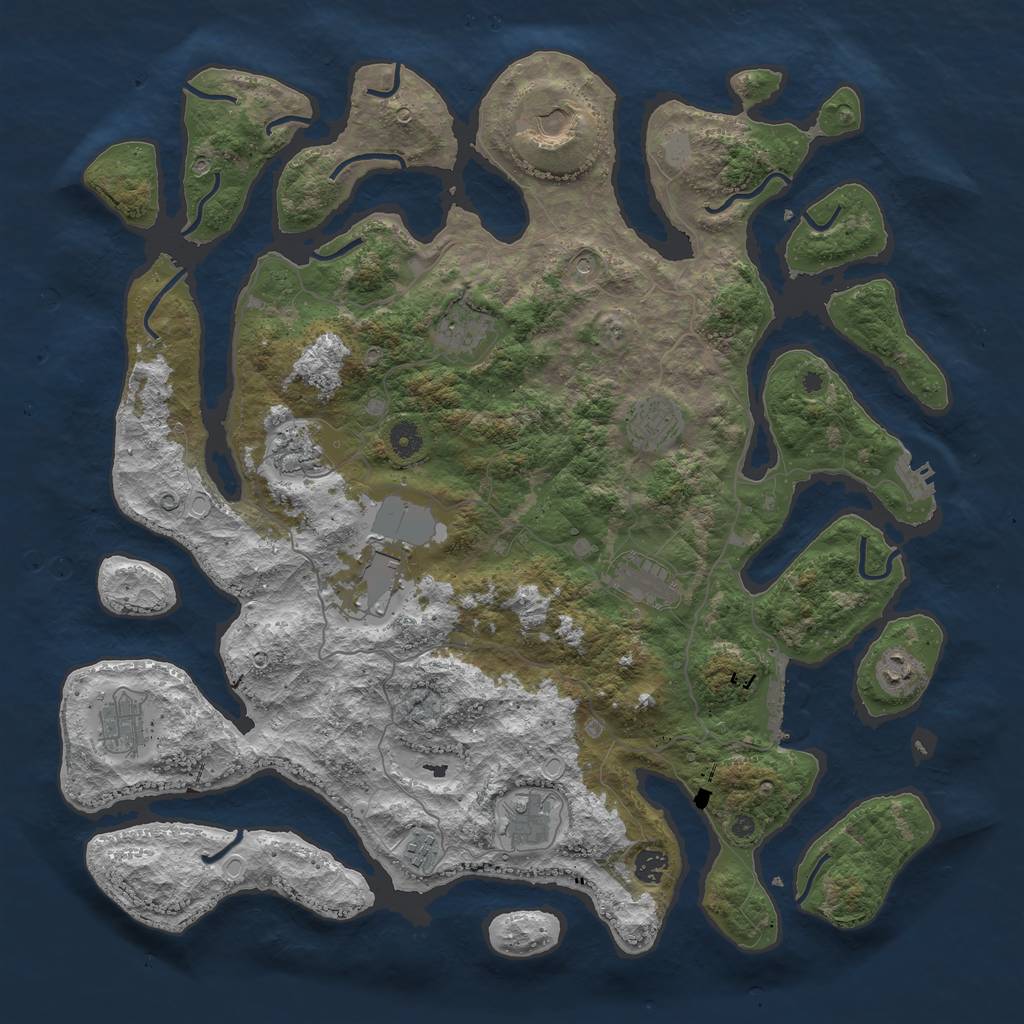 Rust Map: Procedural Map, Size: 4500, Seed: 1694961996, 19 Monuments