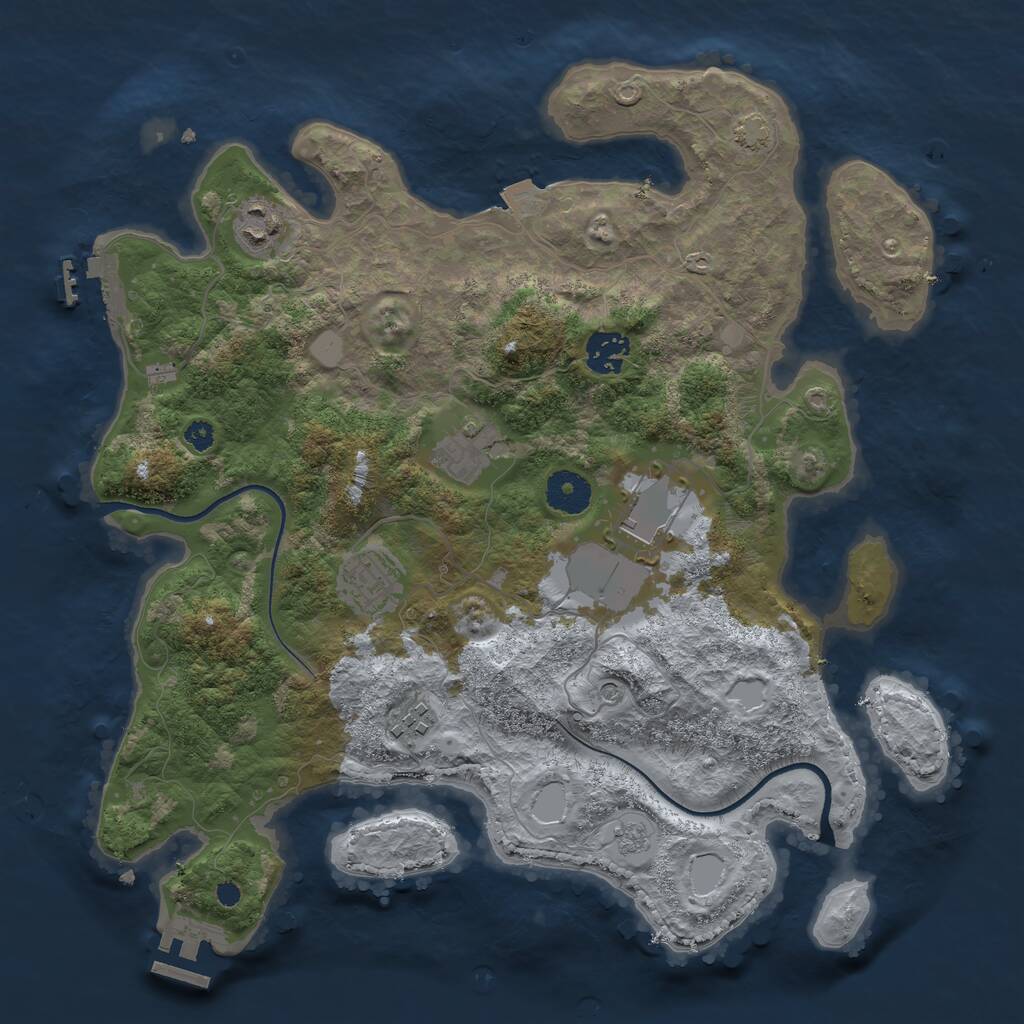 Rust Map: Procedural Map, Size: 3500, Seed: 1539590049, 12 Monuments