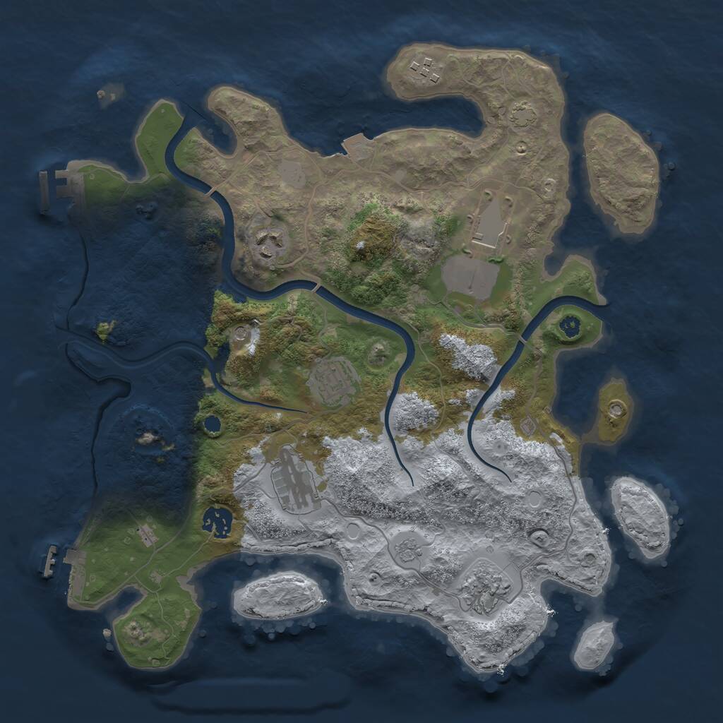 Rust Map: Procedural Map, Size: 3500, Seed: 1539590049, 13 Monuments