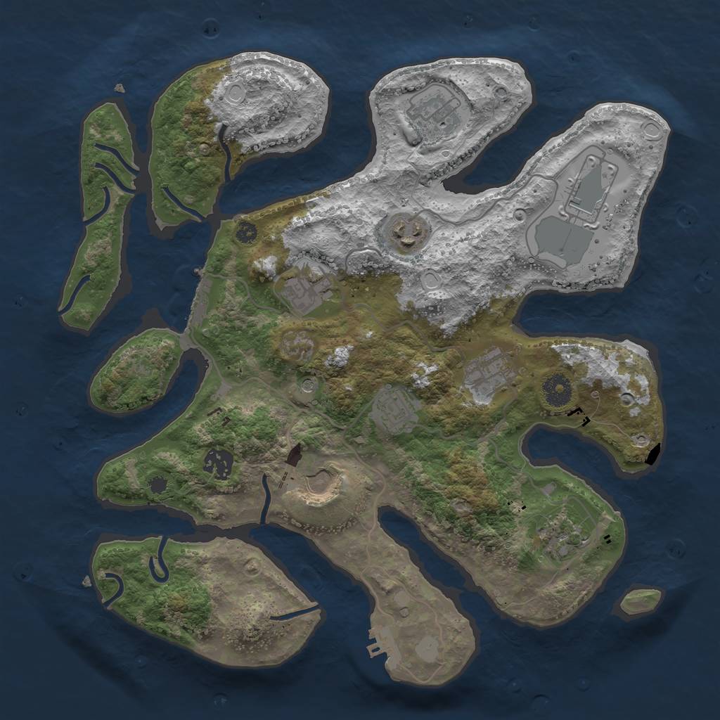 Rust Map: Procedural Map, Size: 3500, Seed: 340063540, 17 Monuments