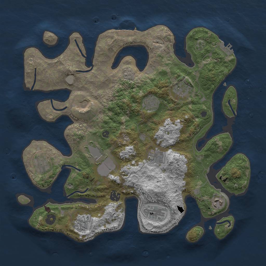 Rust Map: Procedural Map, Size: 3750, Seed: 1398828596, 19 Monuments