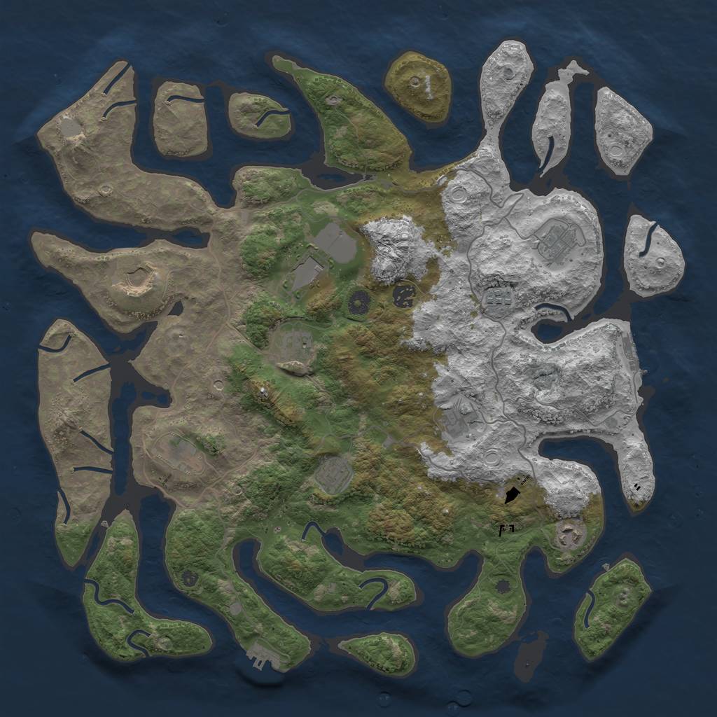 Rust Map: Procedural Map, Size: 4500, Seed: 695813, 18 Monuments