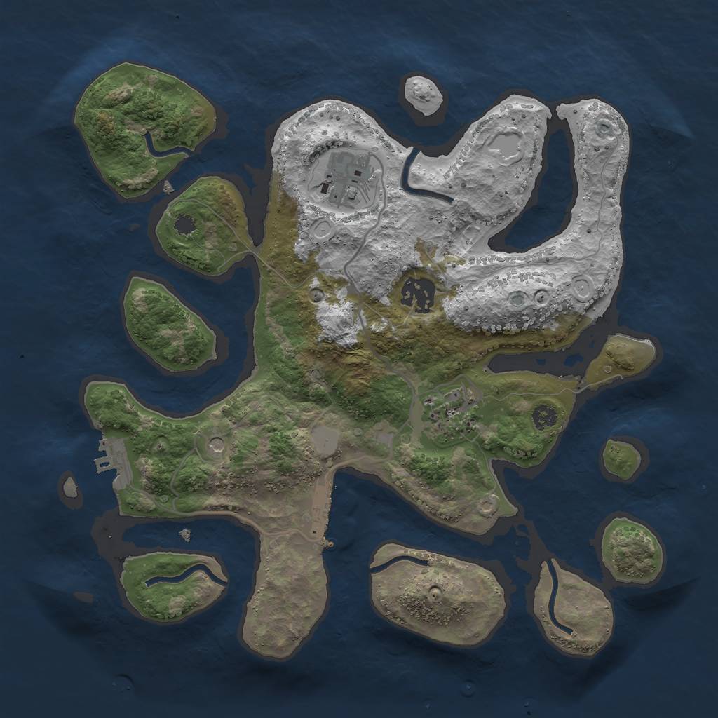 Rust Map: Procedural Map, Size: 3000, Seed: 2114110271, 11 Monuments