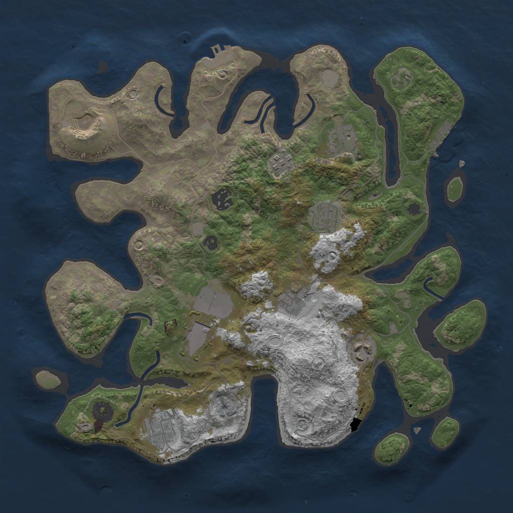 Rust Map: Procedural Map, Size: 3600, Seed: 1398828596, 17 Monuments