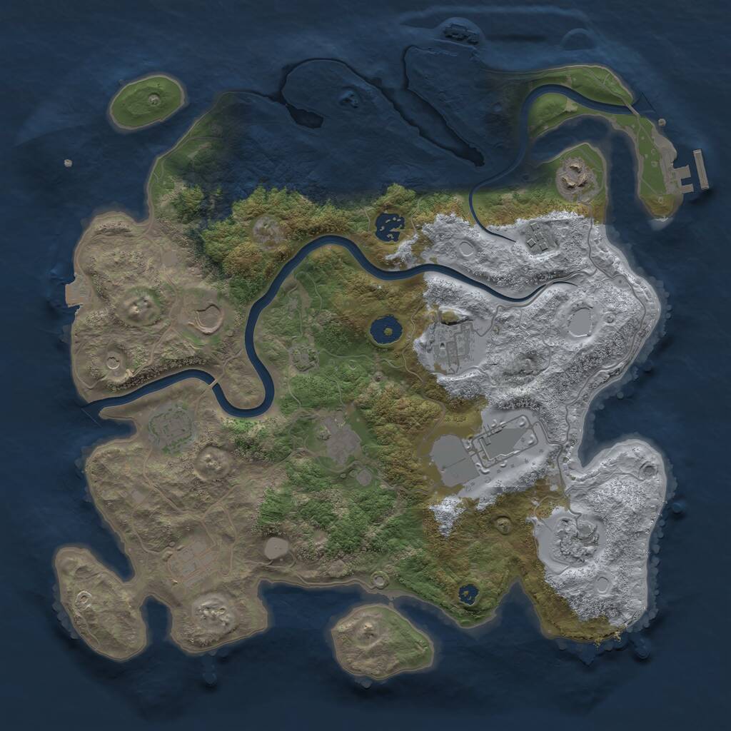Rust Map: Procedural Map, Size: 3700, Seed: 2082988474, 15 Monuments
