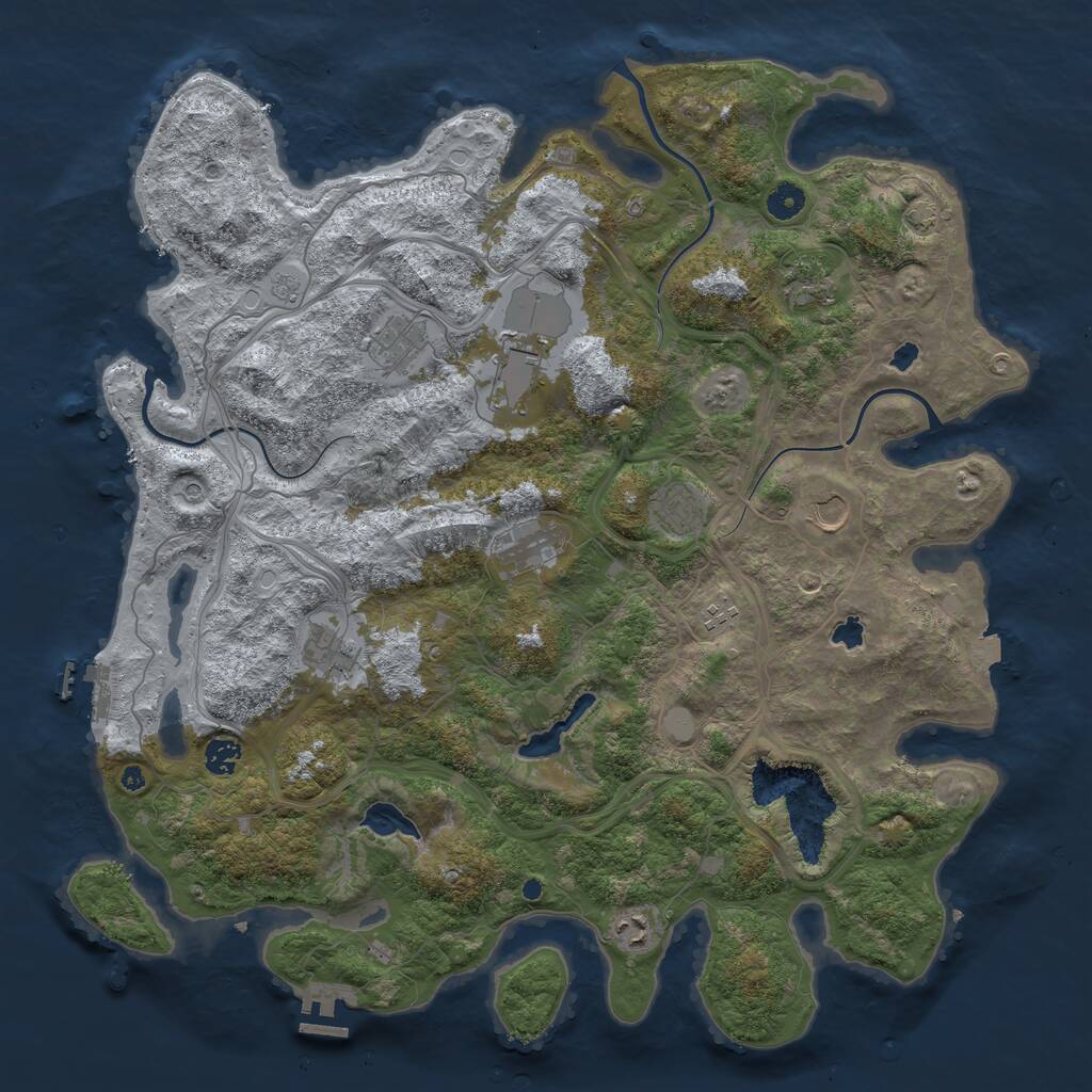 Rust Map: Procedural Map, Size: 4500, Seed: 1184197996, 16 Monuments