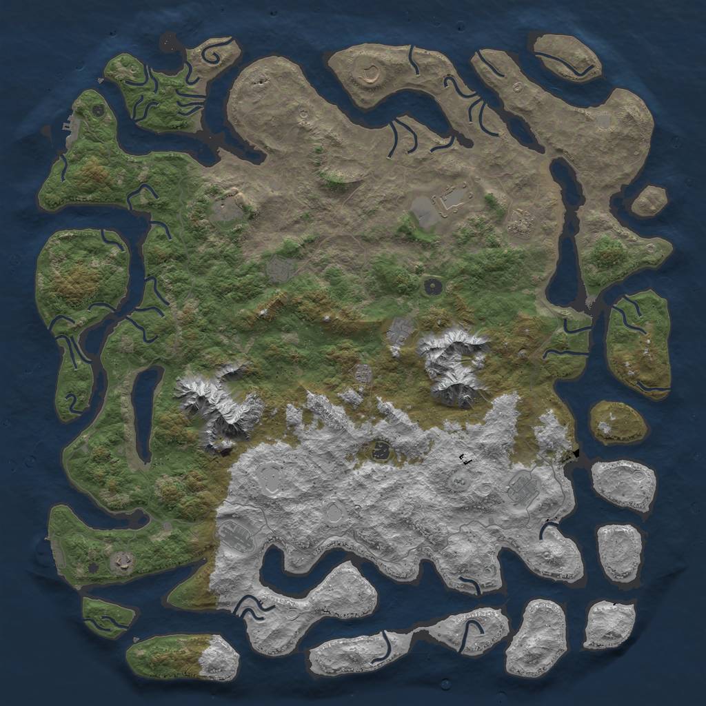 Rust Map: Procedural Map, Size: 6000, Seed: 4564645, 19 Monuments