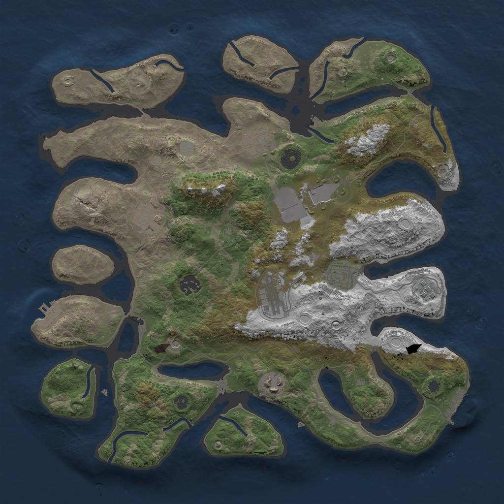 Rust Map: Procedural Map, Size: 3750, Seed: 143449657, 16 Monuments