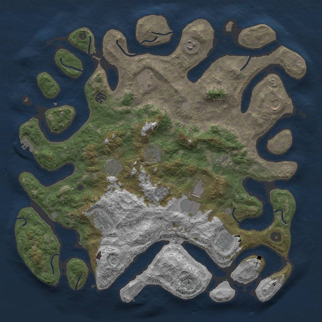 Rust Map: Procedural Map, Size: 4500, Seed: 2056125217, 19 Monuments