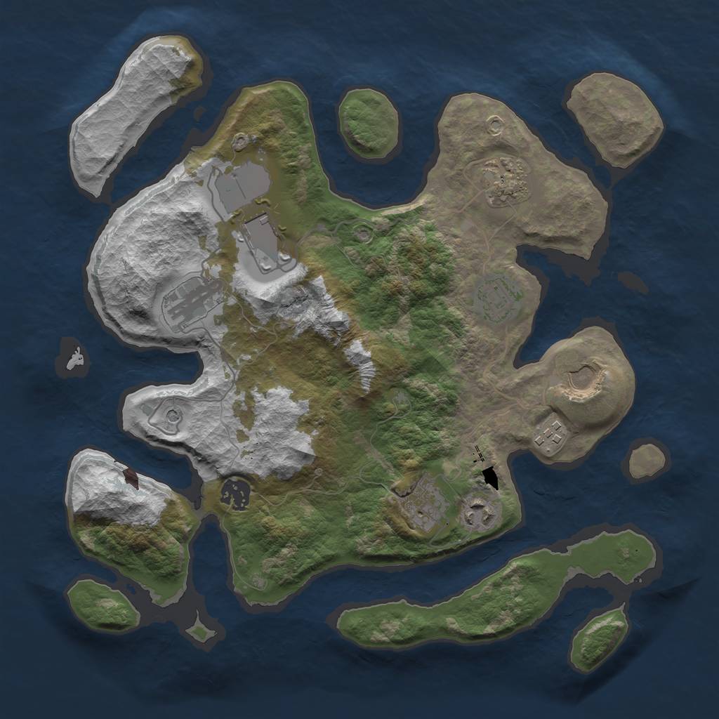 Rust Map: Barren, Size: 3500, Seed: 1756440686, 12 Monuments