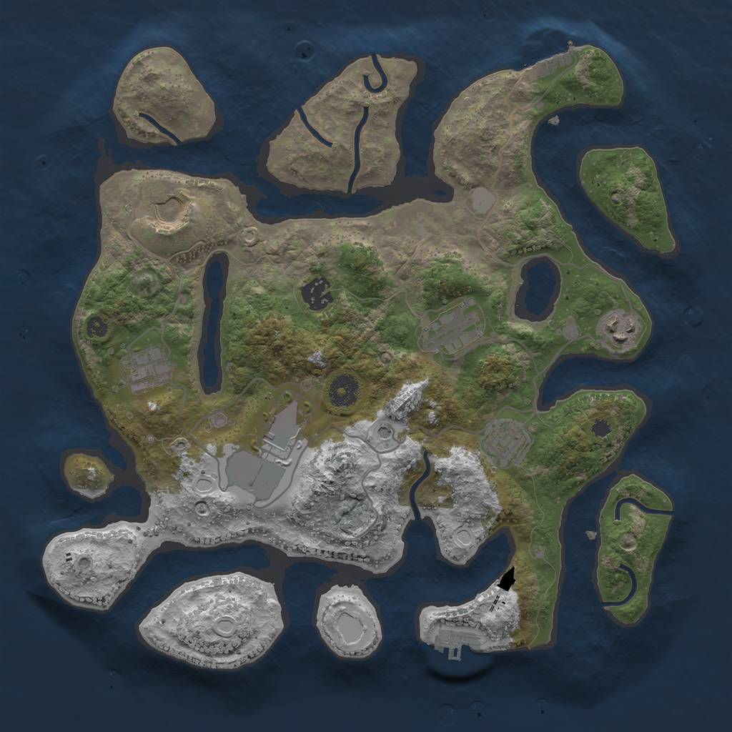 Rust Map: Procedural Map, Size: 3500, Seed: 5138909, 15 Monuments