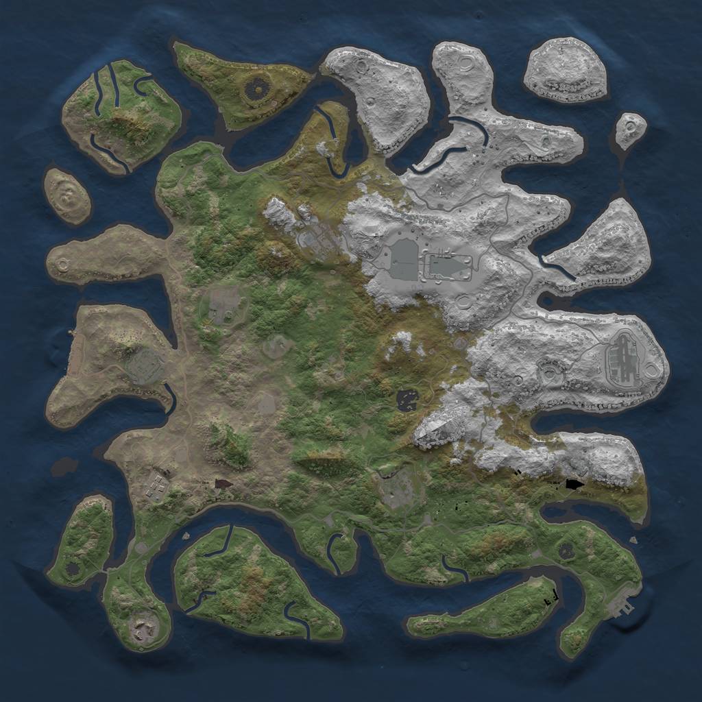 Rust Map: Procedural Map, Size: 4500, Seed: 997809693, 17 Monuments