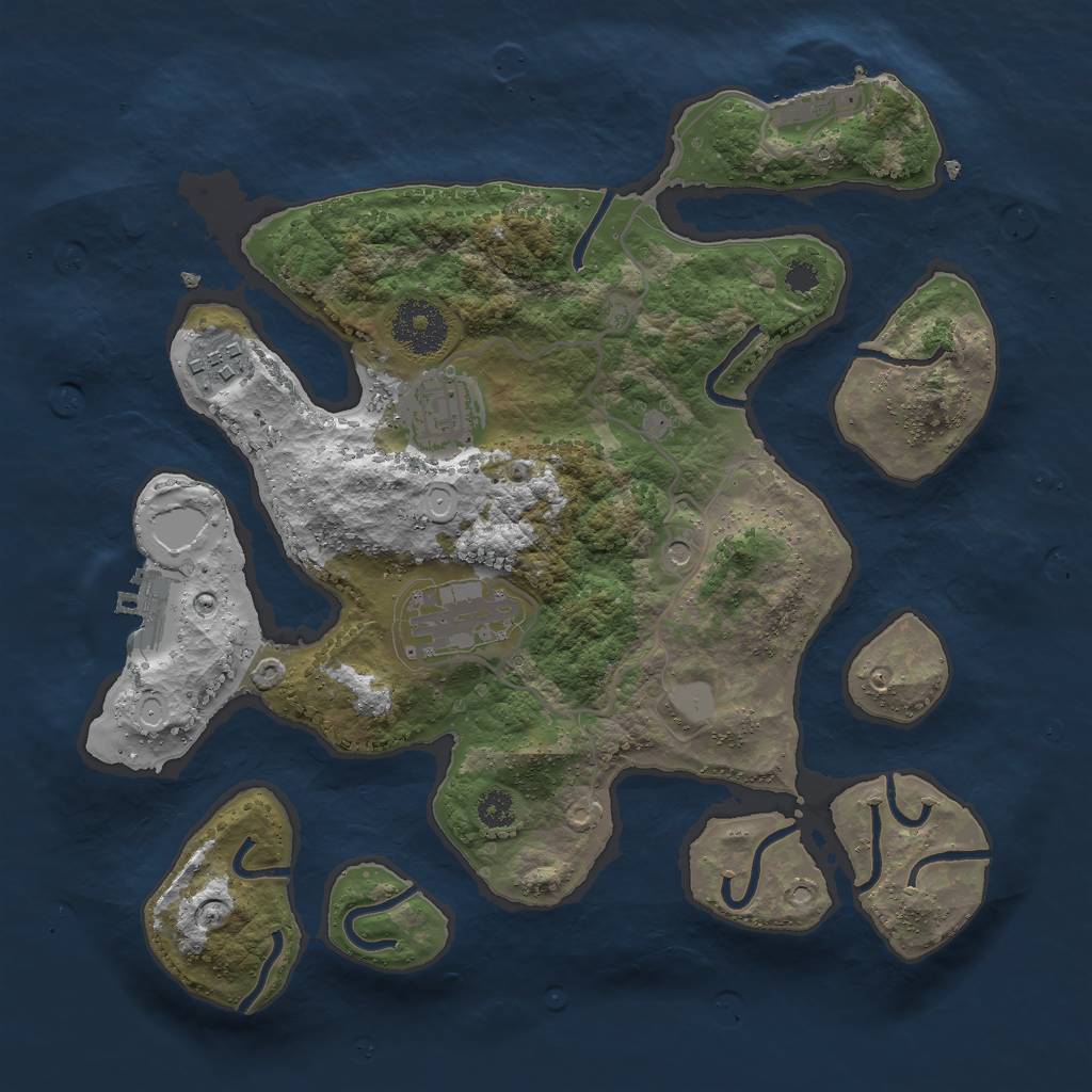 Rust Map: Procedural Map, Size: 3000, Seed: 1900, 11 Monuments