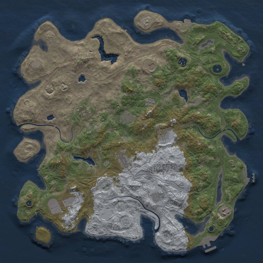 Rust Map: Procedural Map, Size: 4500, Seed: 196410561, 16 Monuments