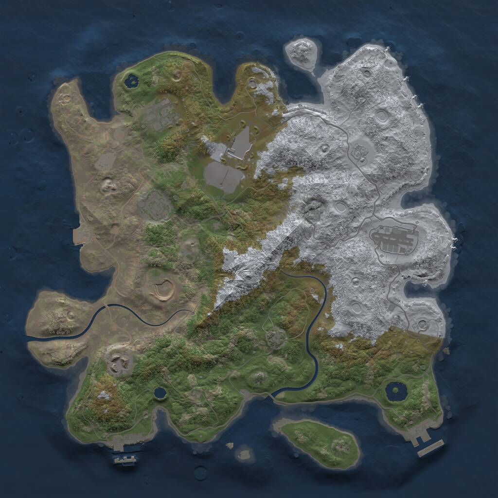 Rust Map: Procedural Map, Size: 3550, Seed: 58811, 12 Monuments