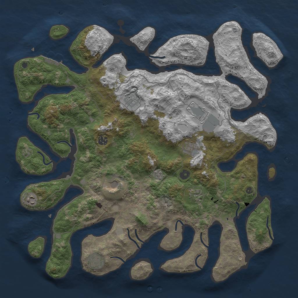 Rust Map: Procedural Map, Size: 4500, Seed: 54236543, 16 Monuments