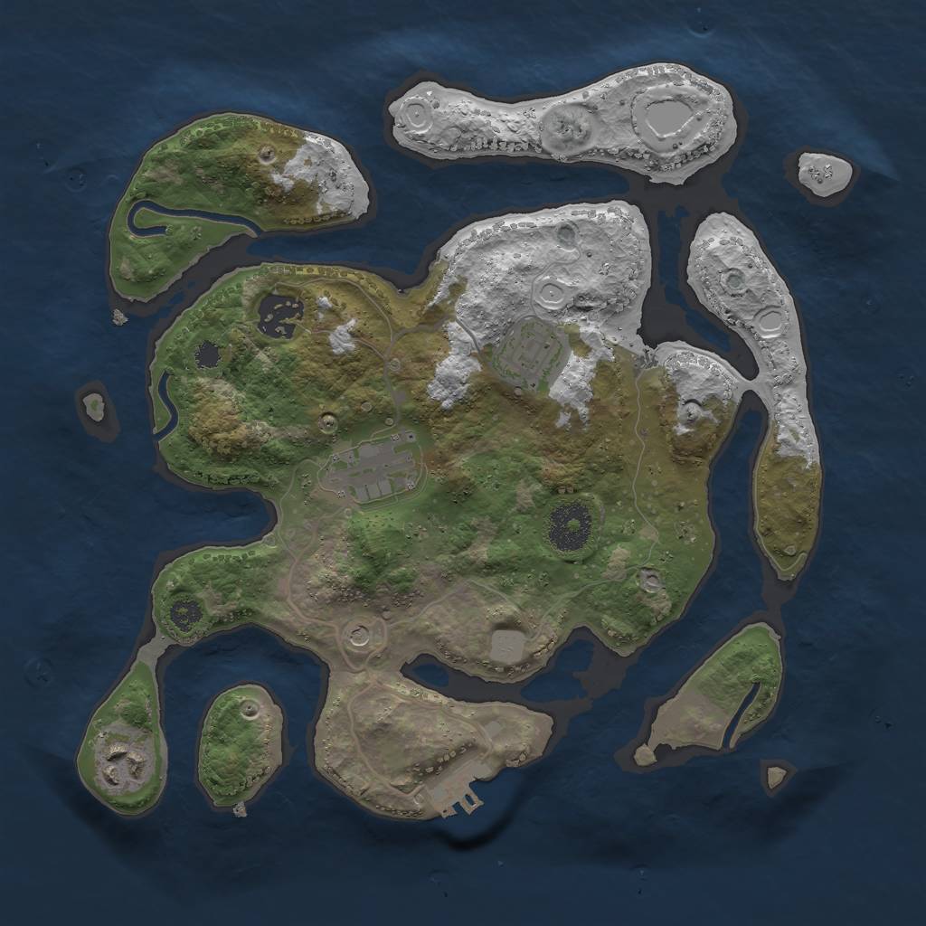 Rust Map: Procedural Map, Size: 3000, Seed: 390426, 11 Monuments