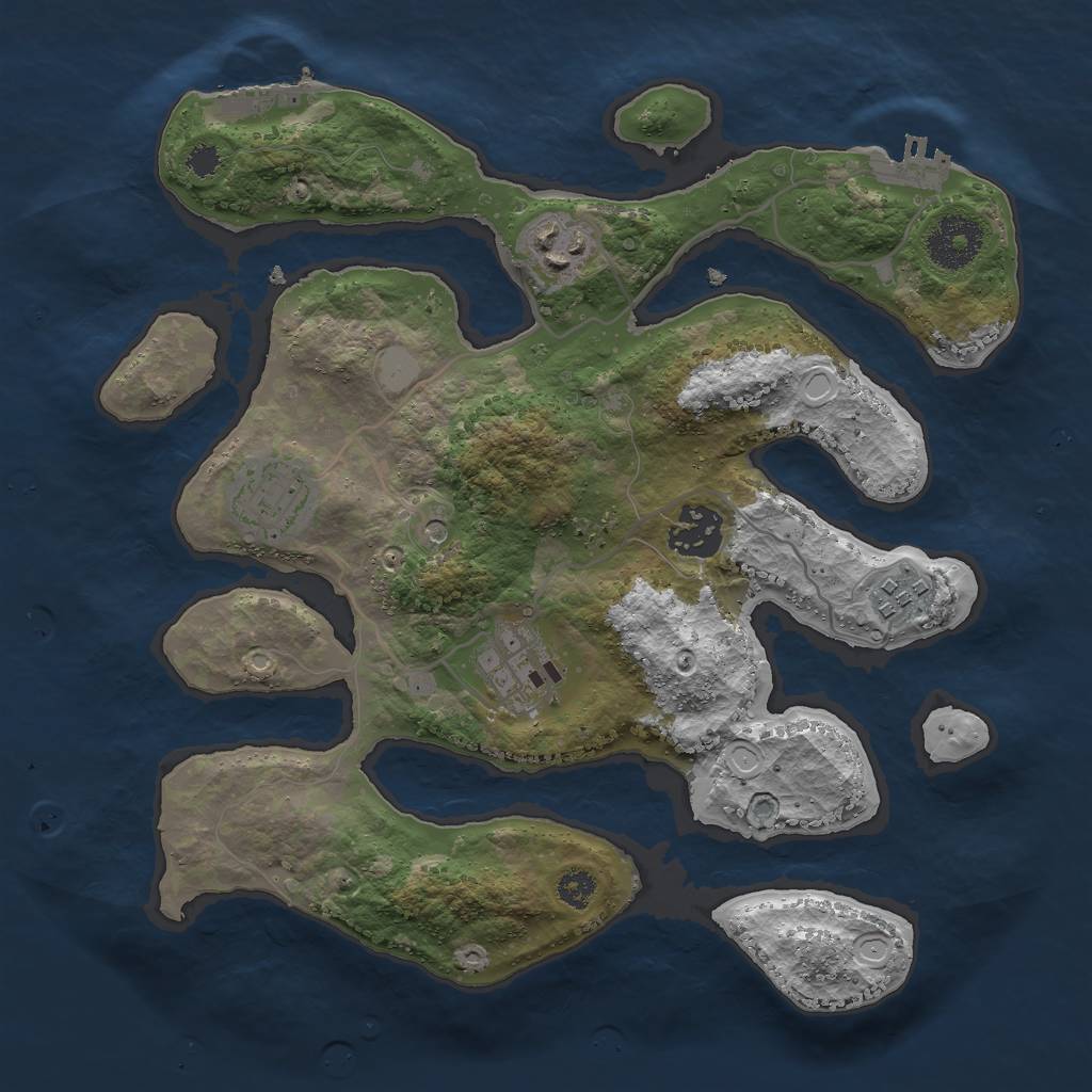 Rust Map: Procedural Map, Size: 3000, Seed: 396952, 13 Monuments