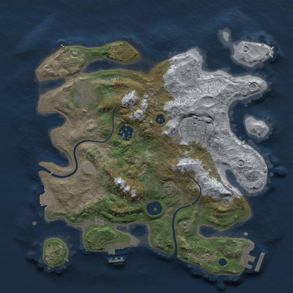 Rust Map: Procedural Map, Size: 3000, Seed: 953475, 9 Monuments