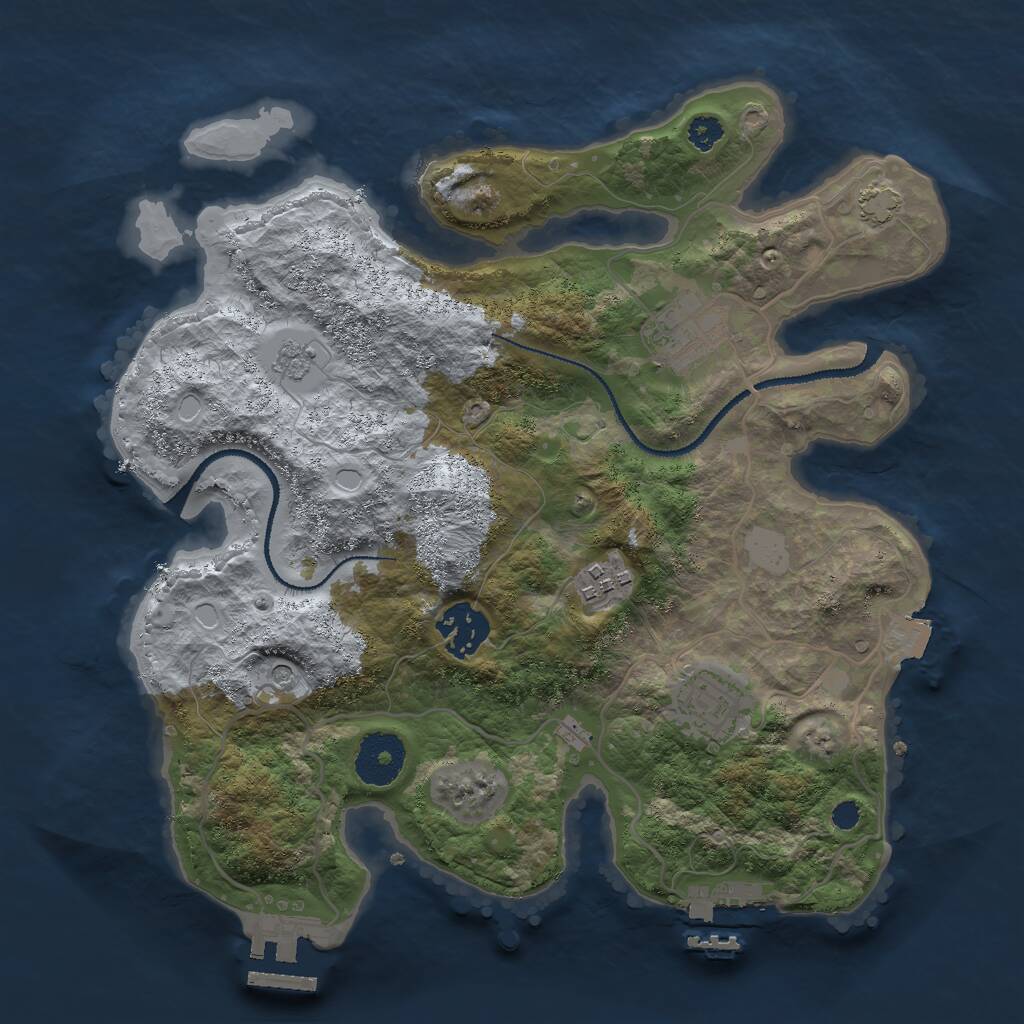 Rust Map: Procedural Map, Size: 3000, Seed: 634056, 10 Monuments