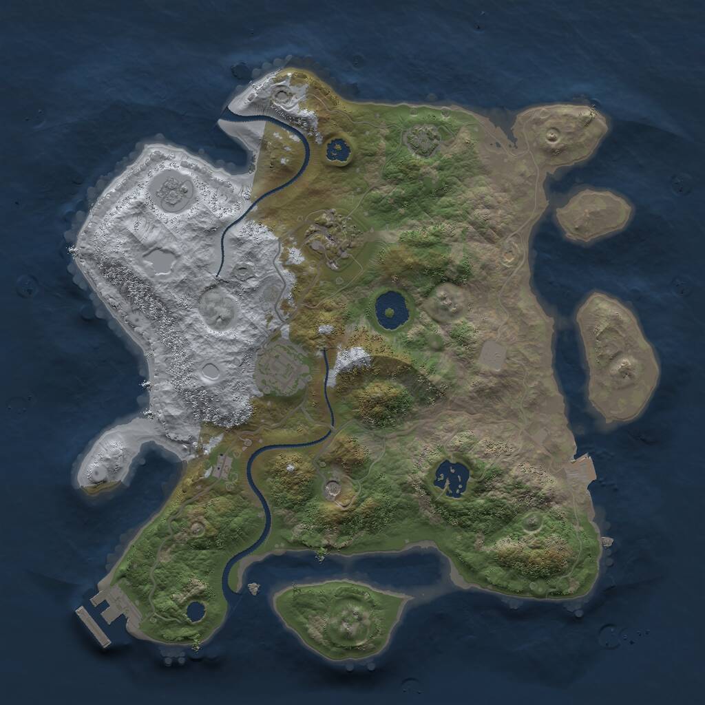 Rust Map: Procedural Map, Size: 3000, Seed: 519973, 8 Monuments