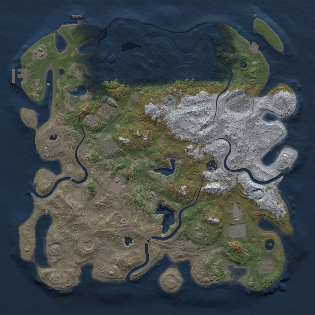 Rust Map: Procedural Map, Size: 4500, Seed: 36858529, 17 Monuments
