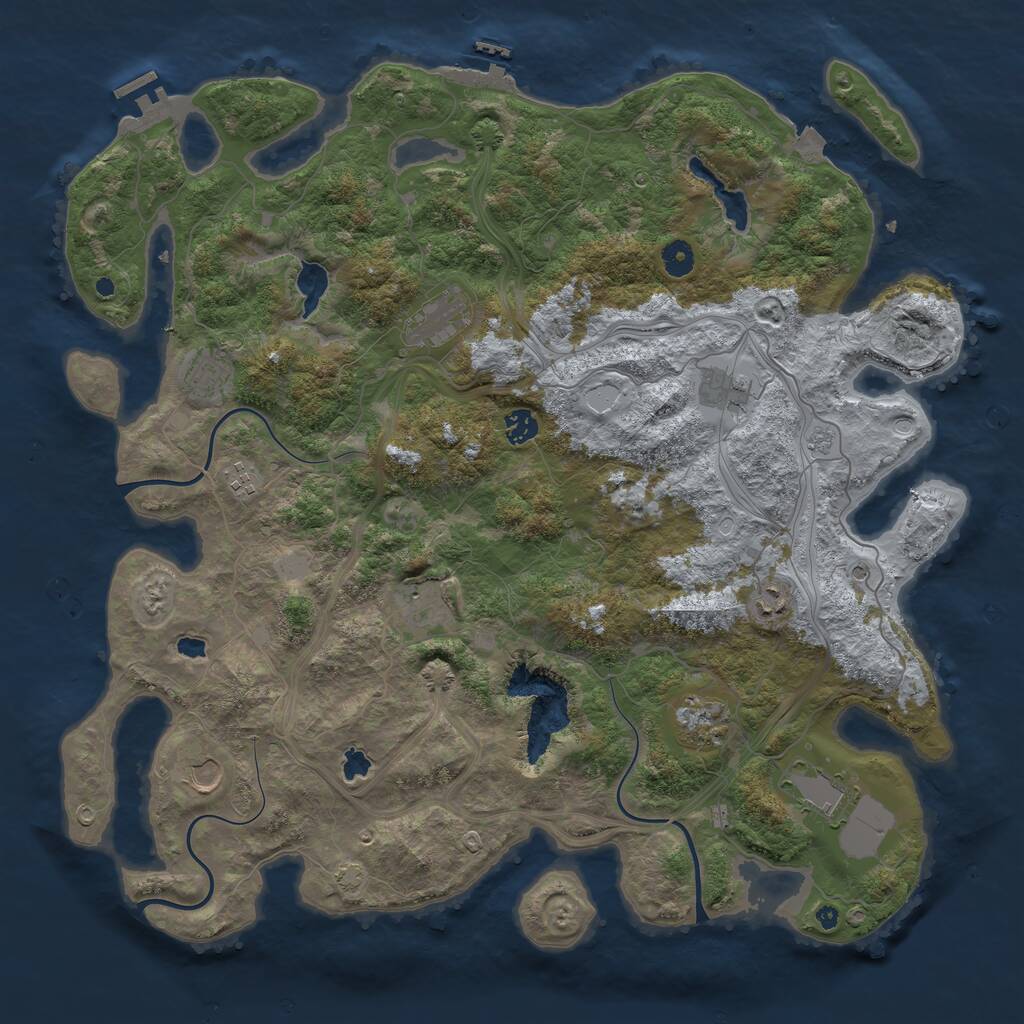 Rust Map: Procedural Map, Size: 4500, Seed: 36858529, 16 Monuments