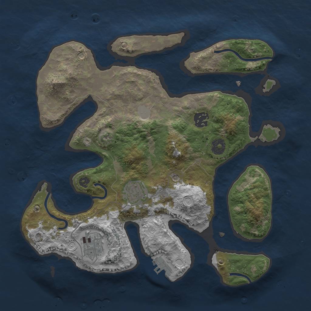 Rust Map: Procedural Map, Size: 3000, Seed: 5936, 10 Monuments