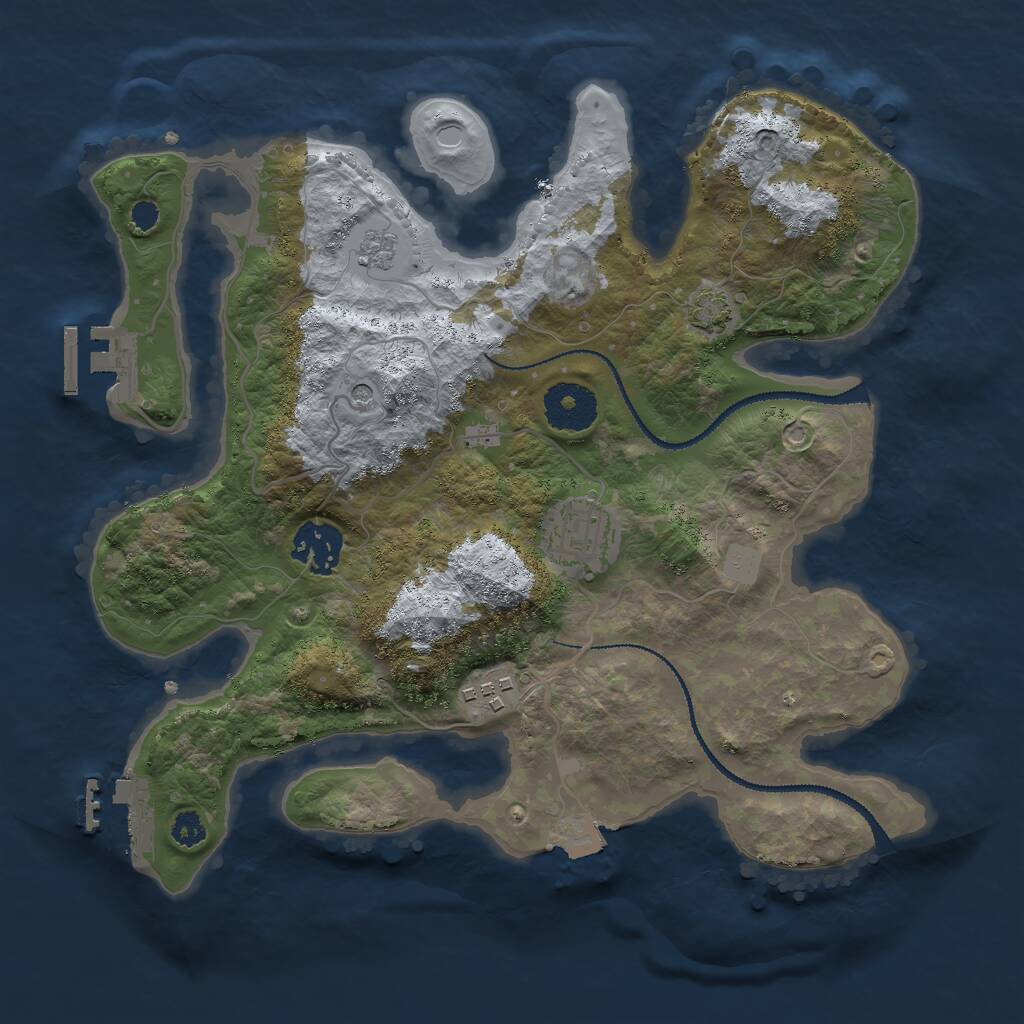 Rust Map: Procedural Map, Size: 3000, Seed: 399840, 9 Monuments