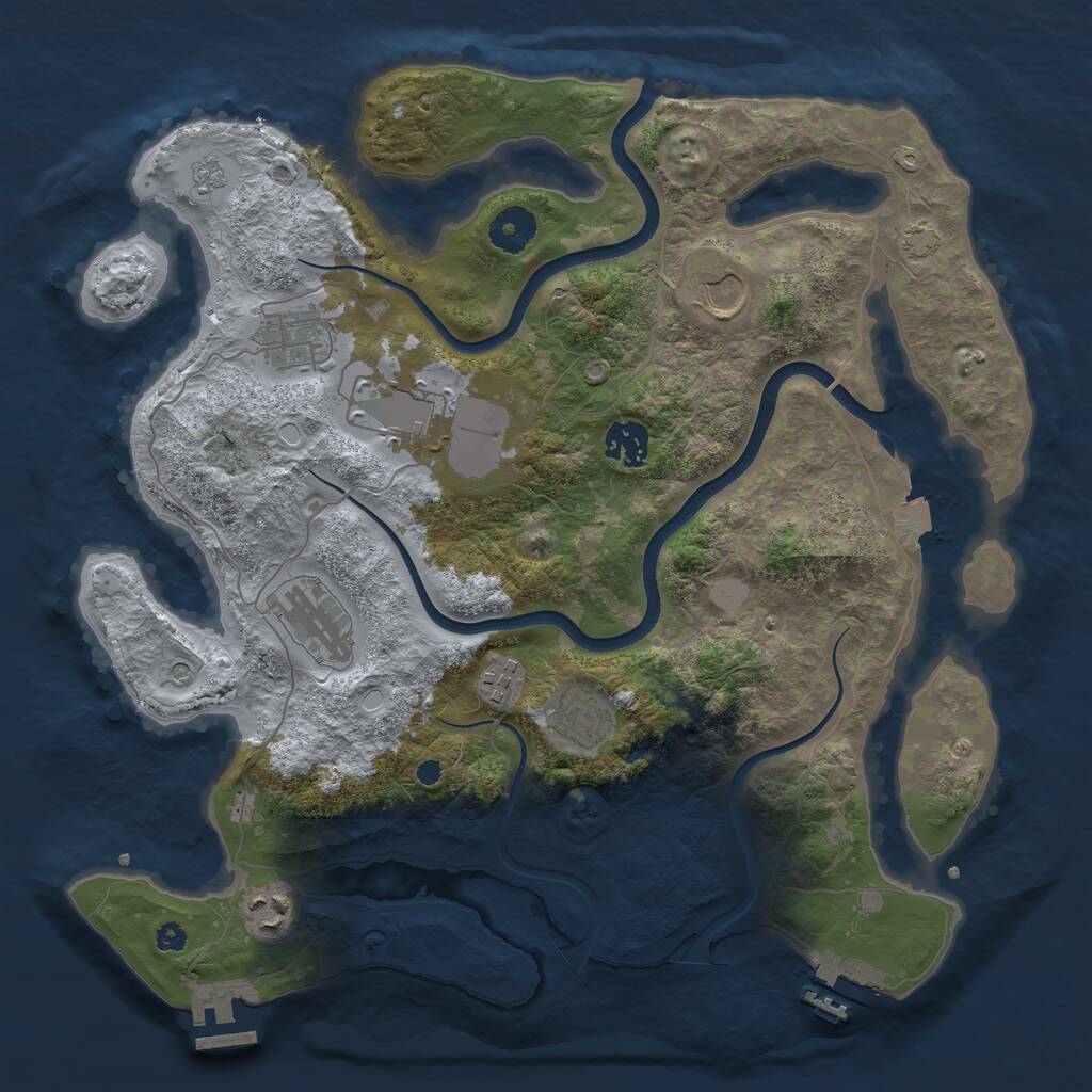 Rust Map: Procedural Map, Size: 3600, Seed: 1441133105, 14 Monuments