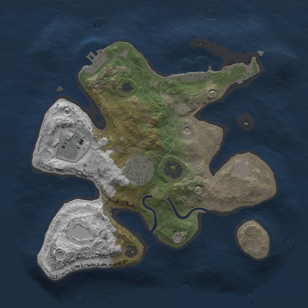 Rust Map: Procedural Map, Size: 2500, Seed: 10231121, 10 Monuments