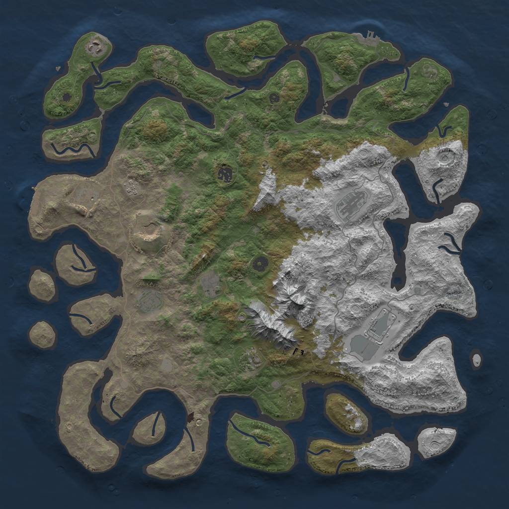 Rust Map: Procedural Map, Size: 5000, Seed: 1298345, 18 Monuments