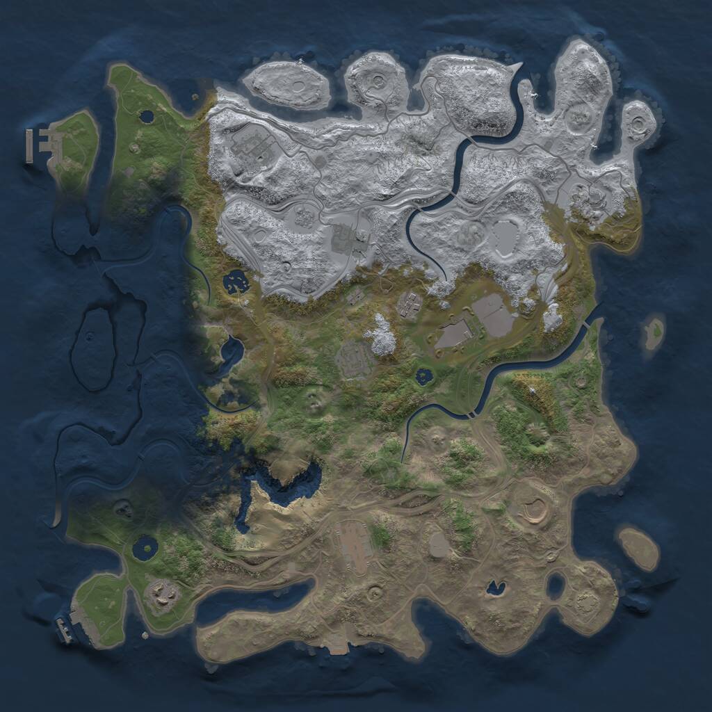 Rust Map: Procedural Map, Size: 4250, Seed: 504435311, 16 Monuments